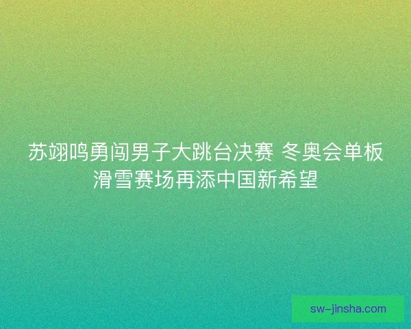 苏翊鸣勇闯男子大跳台决赛 冬奥会单板滑雪赛场再添中国新希望