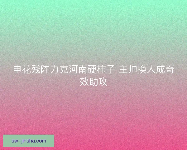 申花残阵力克河南硬柿子 主帅换人成奇效助攻