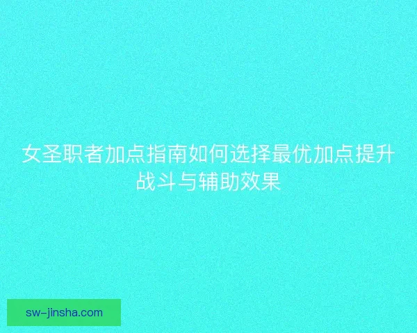 女圣职者加点指南如何选择最优加点提升战斗与辅助效果 女圣职者加点指南如何选择最优加点提升战斗与辅助效果
